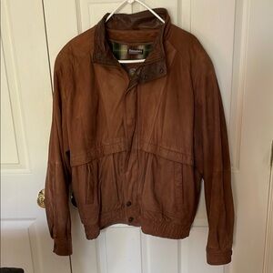 Men’s Brown Leather bomber Jacket size large